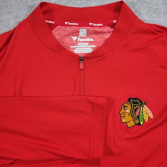 Fanatics Other - Chicago Blackhawks Mens XL Fanatics 1/4 Zip Red Long‎ Sleeve Blade Collar